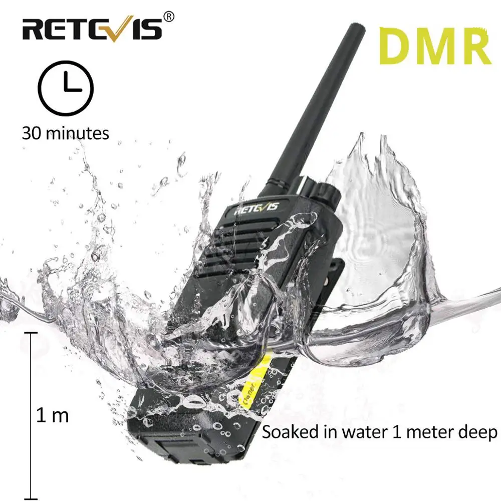 

High Power DMR Radio Digital IP67 Waterproof Walkie Talkie Retevis RT50 Display UHF VOX Portable Two Way Radio Walkie-Talkie