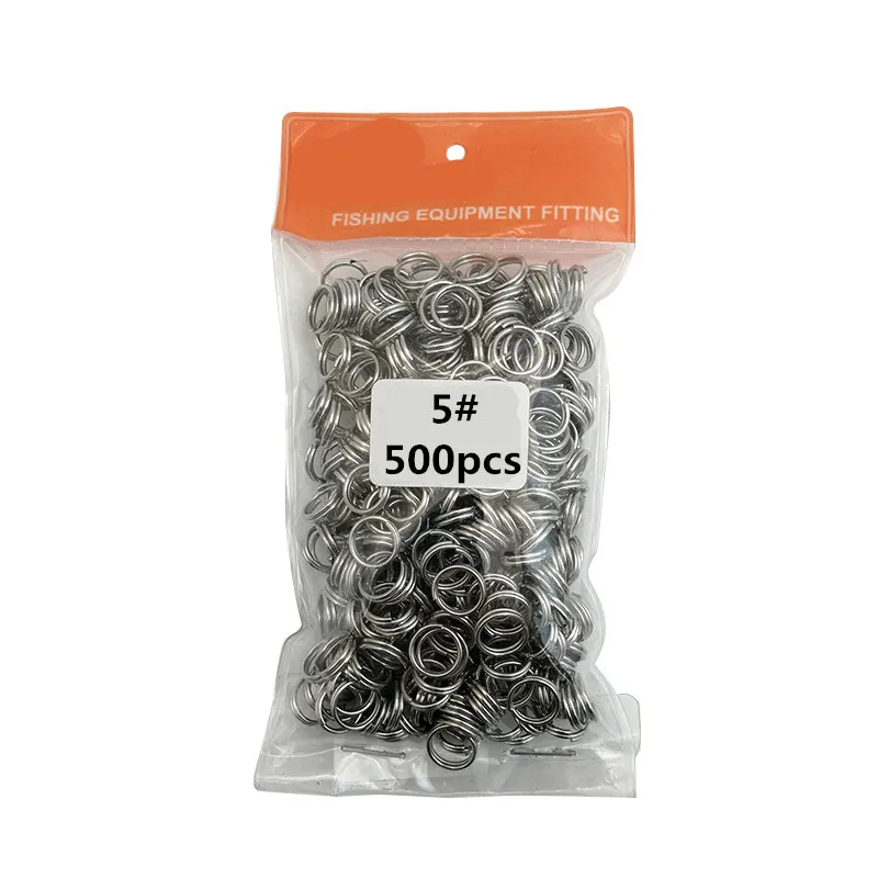 60 Pezzi Anelli Spezzati Da Pesca In Acciaio Inox - Terminale Appiattito A Doppio Anello - Portata 37kg (6#) - Per Acqua Dolce E Salata - 5