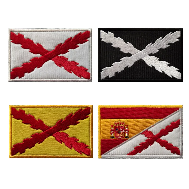 Burgundy Spanish Empire Cross International Flag 3D Embroidery Hook&ampLoop Patch Army Badge Outdoor Pack Stickers Cloth Armband | Дом и сад