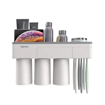 

Automatic Toothpaste Dispenser Squeezer Toothbrush Holder Makeup Storage Rack Shelf Bathroom Cosmetic Organizer