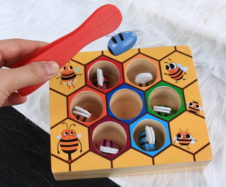 Hardworking bee детская деревянная игра Детские Игрушки для раннего возраста