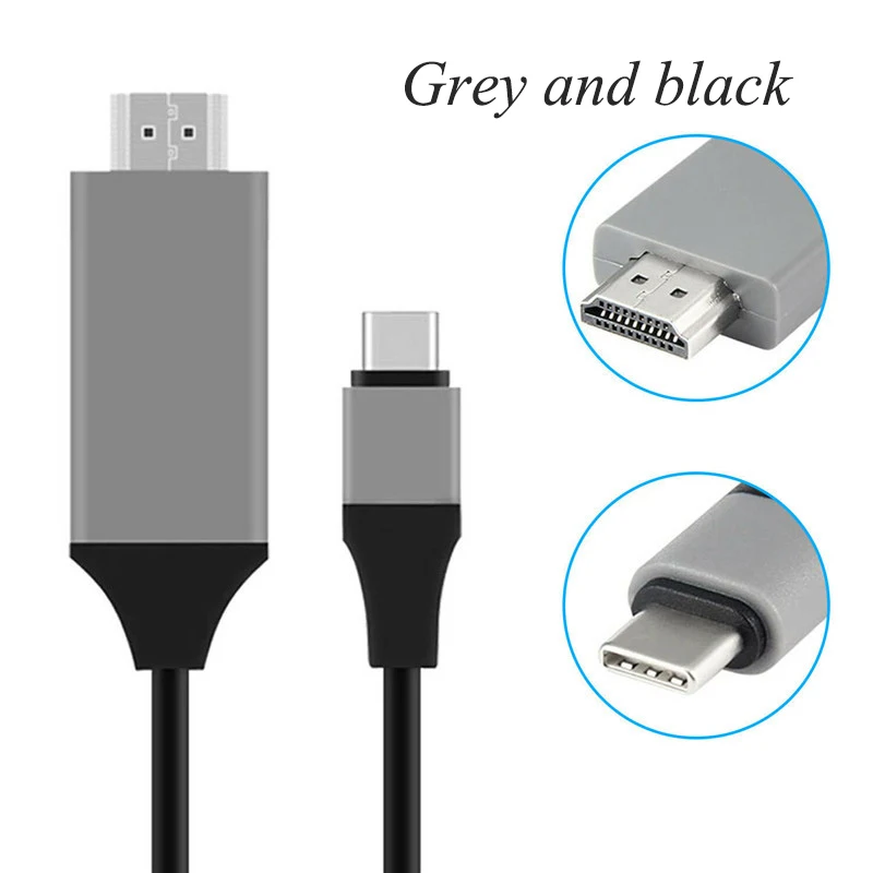 Grey and black Larryjoe 2 м USB C 3,1 к HDMI 4 к Кабель-адаптер type C к HDMI кабель для MacBook samsung Galaxy S9/S8/Note 9 huawei USB-C HDMI - Цвет: Grey and black
