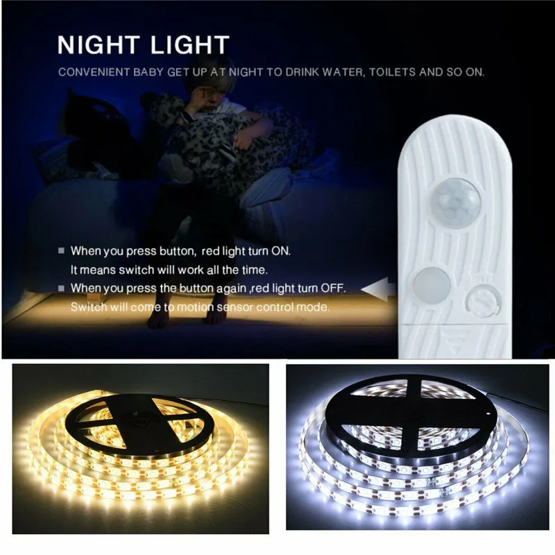 

ZANCAKA New LED Under Cabinet Lights LED Strip LED Lamp with Wireless PIR Motion Sensor Closet Stairs Wardrobe Bed Side Light