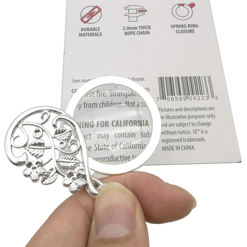 Necklace Magnifying Glass Fashion Pattern Pendant Rhinestones Reading Magnifie Classic Noble Elegant Pattern Women Sweater Chain