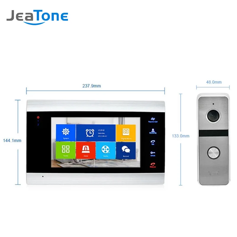 JeaTone 7 дюймовый дверной Видеозвонок монитор домофон с 1200TVL открытый Камера IP65 дверной домофон Системы