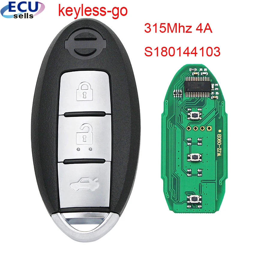 3 Button Keyless-go Remote Key FSK315MHz PCF7953M / HITAG AES 4A CHIP ：S180144103 (SUV)​ For Nissan X-Trail​ | Автомобили и