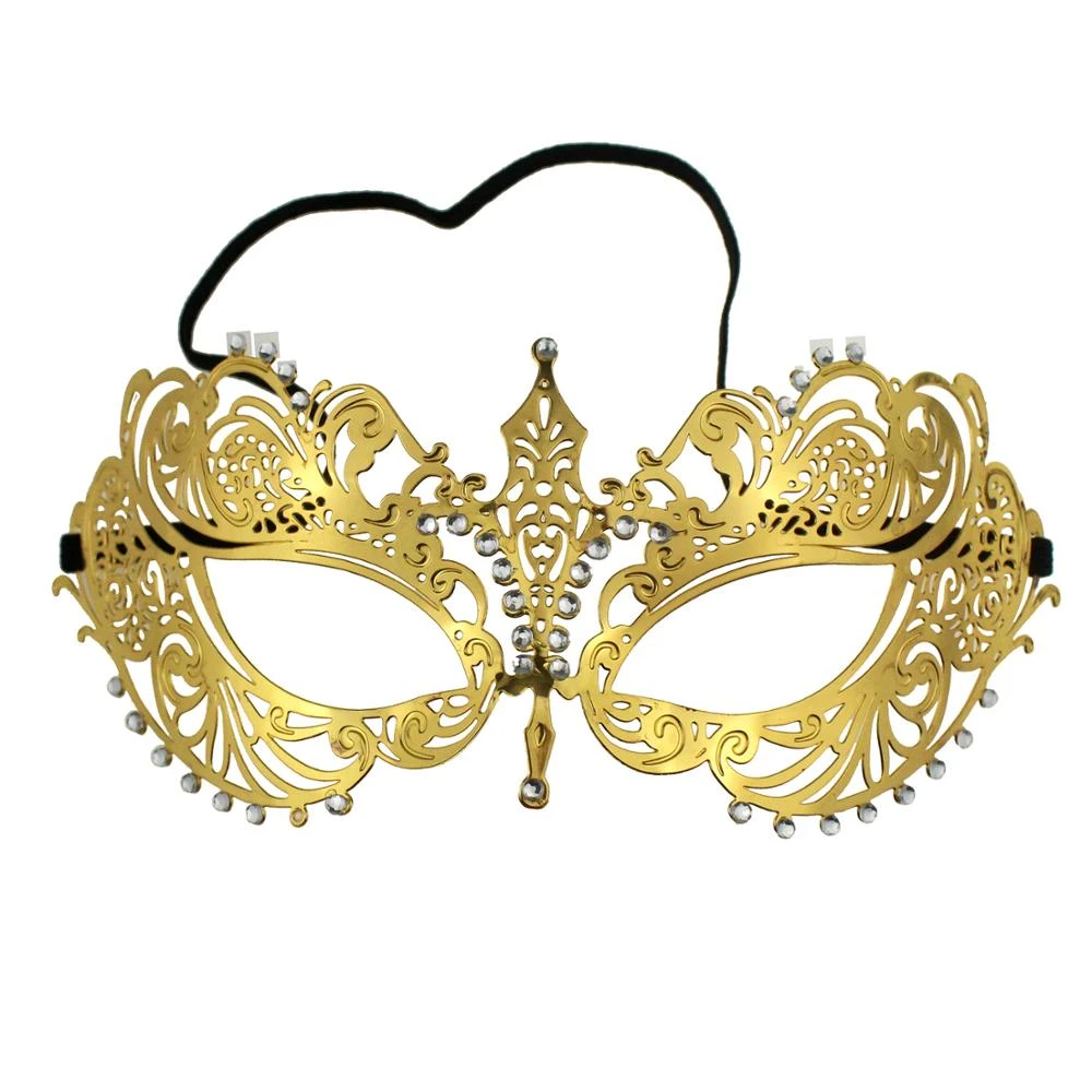 Fashion Women Masquerade Masks With Rhinestone For Ladies Parties Costume Ball Mardi Gras Metal Gold Ballroom Aliexpress