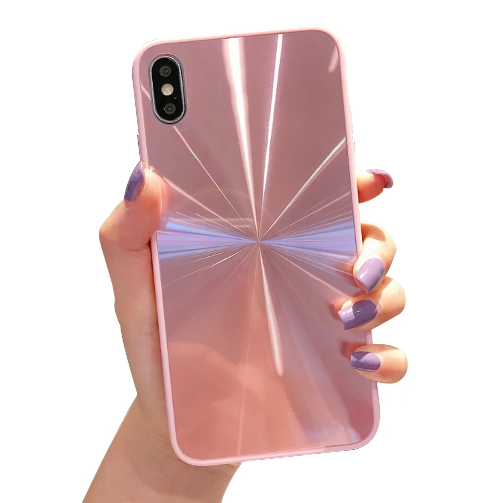 Чехол с зеркальным блеском для iPhone XS MAX XR X 8 7 Plus яркие цвета блестящая мягкая