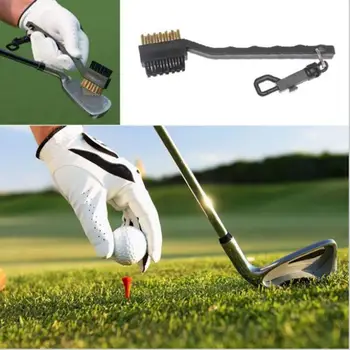 

2 Sides Golf Club Brush Mini Brass + Nylon Golf Club Head Groove Cleaner Brush Golf Putter Wedge Ball Groove Cleaner Kit