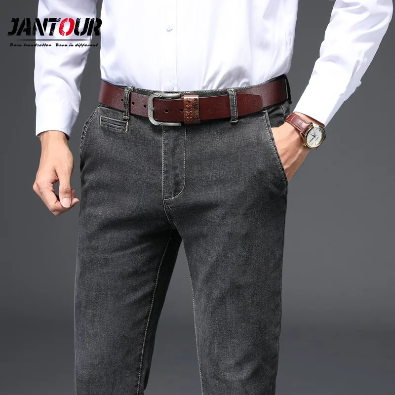 

Jantour Mens Jeans Classic Retro Nostalgia Straight Denim Jeans Men Plus Size 28-40 Men Long Pants Trousers Brand Biker Jean