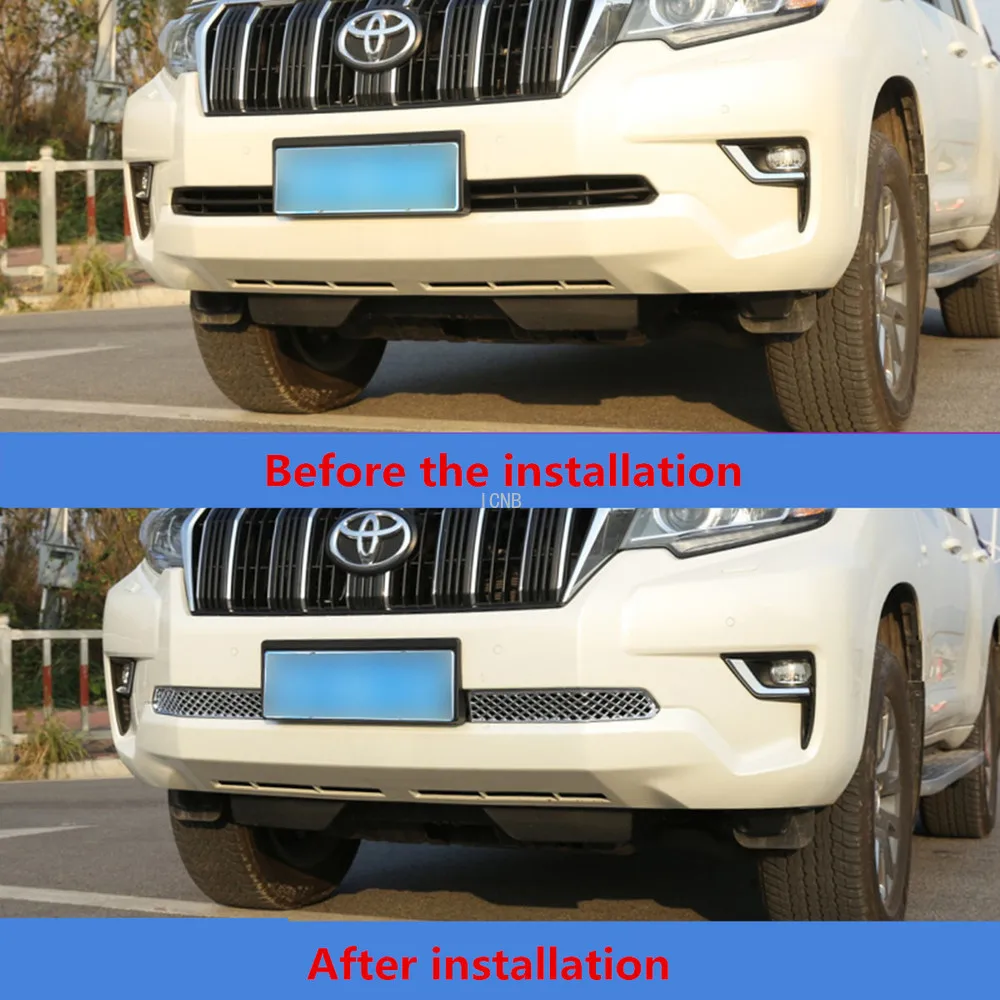 Накладка на передний бампер с сеткой от насекомых для Toyota Land Cruiser Prado 150 FJ150 ярко-серебристые аксессуары для отделки