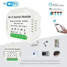 Smart life/Tuya control remoto Smart WiFi interruptor módulo oculto luz inteligente interruptor 1/2 Way 90-250V trabajar con Alexa Google Home