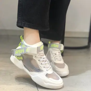 

2020 new fashion casual trend high-top breathable buckle women's shoes lace up simple non-slip sneakers lace casual shoes