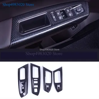 

For Teramont Atlas 2017 2018 ABS Carbon fiber Car Interior Door Window Lift Switch Button Cover Trim Car Styling accessorie 4pcs