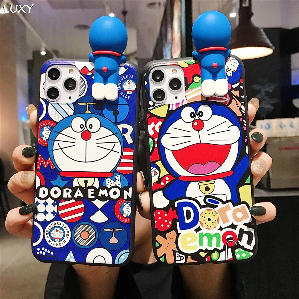 Cute Cartoon Japan Doraemon Robot cat doll Phone Case For iPhone 11 pro X XS Max XR 7 8 6 6s Plus soft TPU 3D relief Cover |