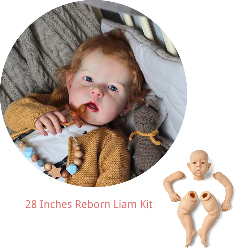 Unpainted Reborn Baby Dolls Kit Mould DIY Doll Size 28" Reborn Toddler Blue Eyes 