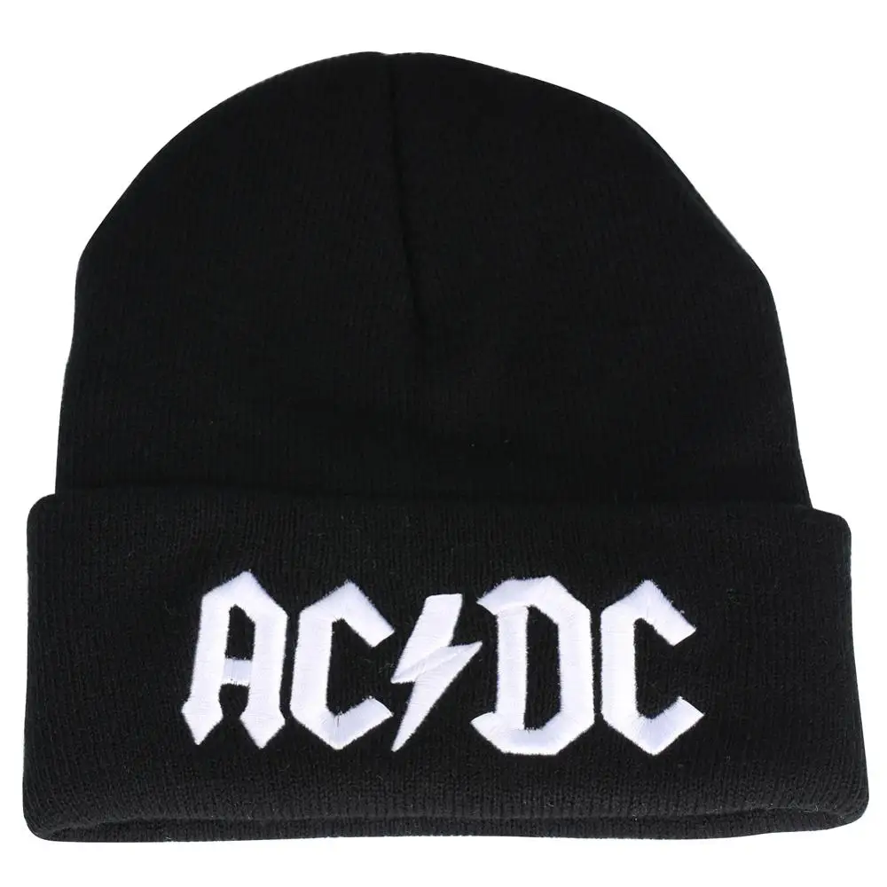 Мужская шапка K Pop ACDC Черная шапка Skullies зимние шапки Повседневная Вышивка унисекс Bonnets Skullcap мешковатые крючком Твердые Gorro элегантные