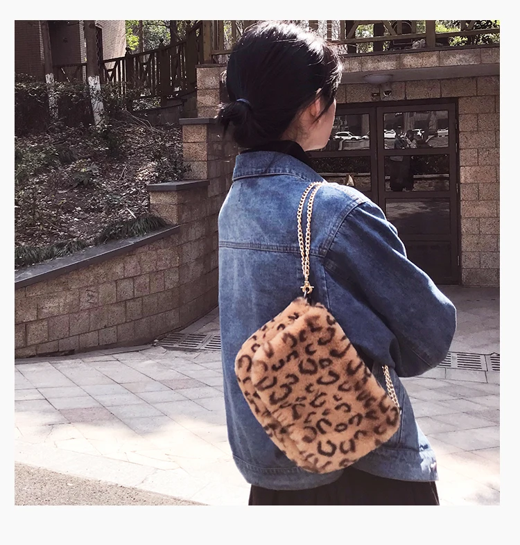 Новая женская сумка-мессенджер из искусственного меха, однотонная плюшевая женская сумка через плечо, меховая модная леопардовая хозяйственная сумка Bolsas Feminina