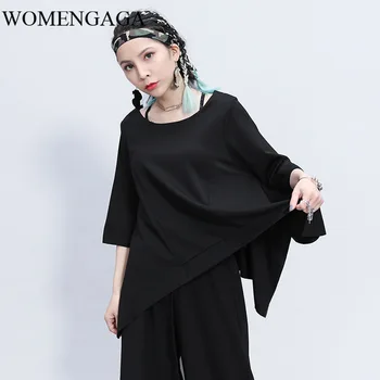 

Korea 2020 New Spring Solid Color O-neck Pullover T-shirt Women Streetwear Loose Casual Chiffon Bat Sleeve Tops Tide Y106