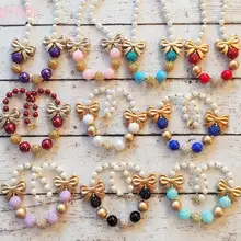 INPINK детское массивное ожерелье из жевательной резинки красочные+ Золотой бант бусы ожерелье для девочек детская игрушка