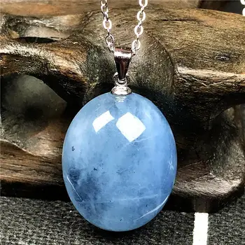 

Top Natural Blue Aquamarine Pendant For Woman Man Crystal 21x16x9mm Beads Stone 925 Silver Chains Pendant Necklace Jewelry AAAAA