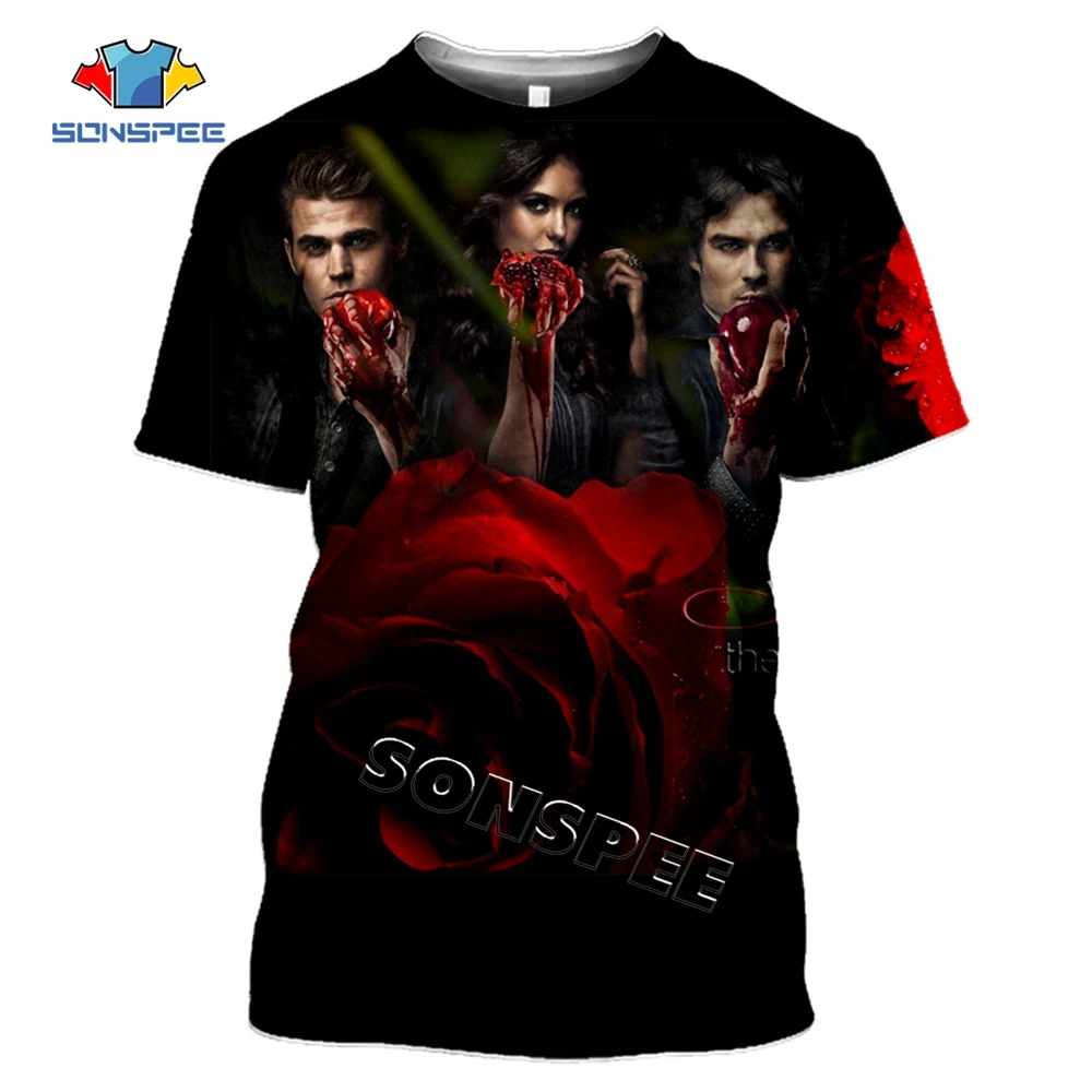 SONSPEE The Vampire Diaries 3D Printing T-shirt Summer Men Casual tshirt Streetwear Hip hop Short sleeve Top Women Tee Clothing (7)