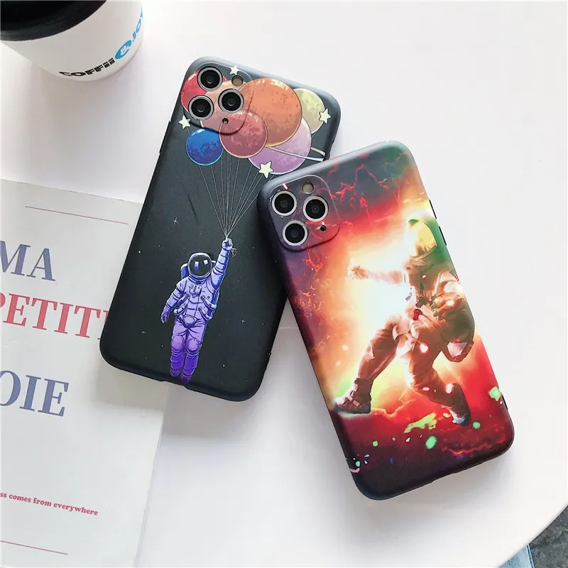 

Starry astronaut Couple Phone Cover Case For Iphone X 11 pro Xs Max Xr 10 8 7 Plus se 4.7 Luxury Soft silicone boy Coque Fundas
