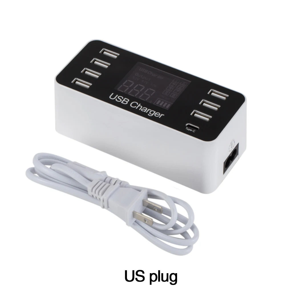 8 портов Смарт usb зарядная станция с ЖК-цифровым дисплеем 40 Вт многопортовое зарядное устройство для смартфонов планшетных ПК AU EU US UK Plug