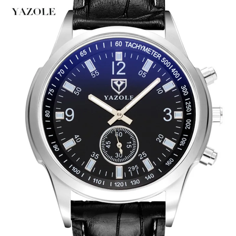 

yazole Quartz Men Watch Male Leather Strap Analog Business Casual Thin Luminous Hands Waterproof Wrist Watch for Men Wristwatch