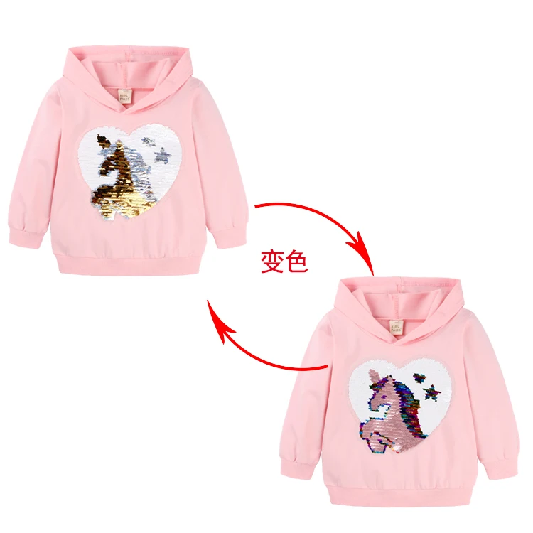 Baby Girls Hoodies Clothes Children Sequins Discoloration children reverse girls outerwear kids tops SC198 - Цвет: 001