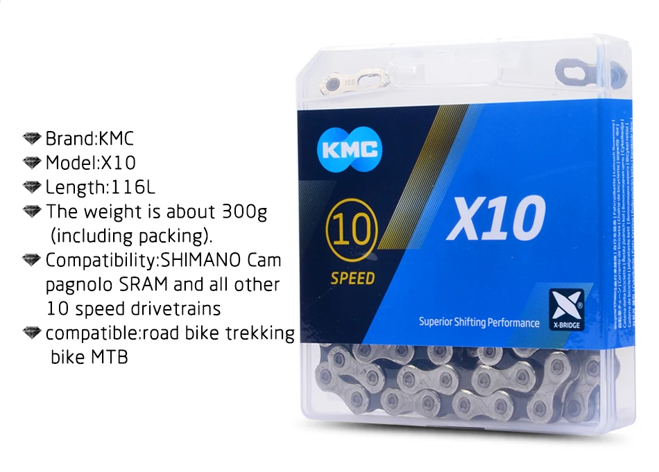 Цепь kmc X10.93 с оригинальной коробкой X10SL X10EL золото гирлянда для MTB дорожный Запчасти для велосипеда аксессуары X9 X8 X11 X12