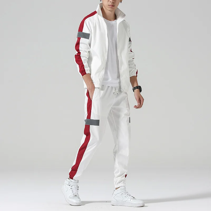 

Autumn Men's Sporting Suit Jacket Sweatshirts Pant Patchwork Two Pieces Set Men Clothes Streetwear Chaqueta Hombre Men's Sets BE