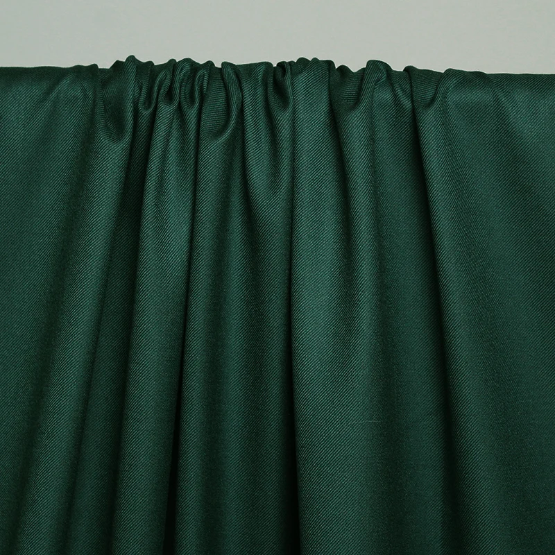 Ткань зеленая саржа эластичная камвольная шерсть льняная ткань одежда материал осенние женские костюмы швейная ткань портной