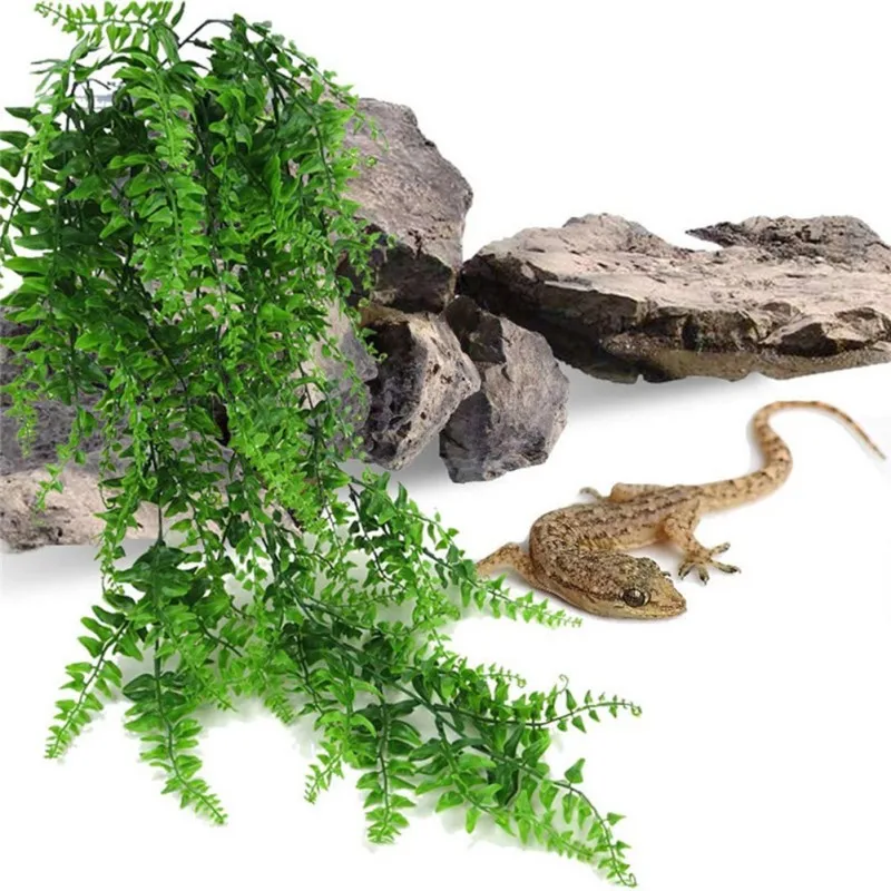 Reptile Plants Hanging Fake Vines Climbing Terrarium Plant with Suction Cup for Pets Lizards Geckos Snake Hermit Crab Habitat Decor artificial plants aquarium accessories reptile vines