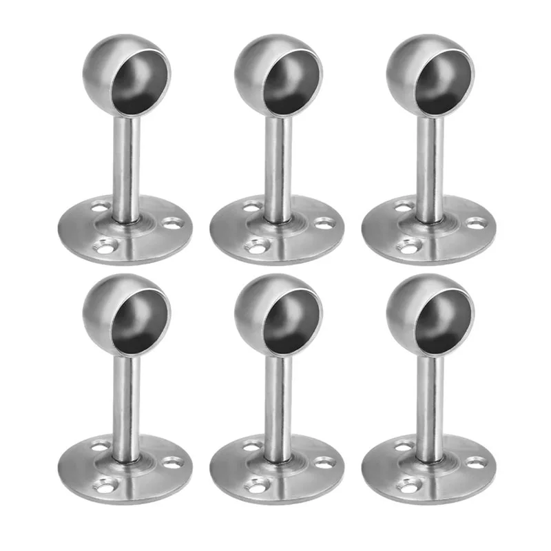 Stainless Steel Wardrobe Pipe Lever Ceiling Mount Bracket Closet Rod