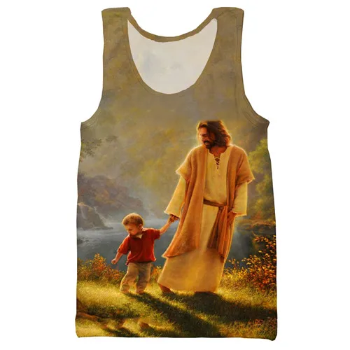 Religion Jesus 3D Печатный унисекс Топ на бретелях для мужчин модный крутой летний топ на бретелях для работы Мужские Женские топы топ на бретелях - Цвет: 6