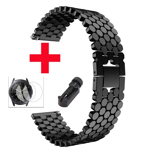 black Ремешок из нержавеющей стали для huawei watch gt samsung galaxy watch 46 мм S3 frontier band huami amazfit 1/2 Аксессуары для браслета - Цвет ремешка: black