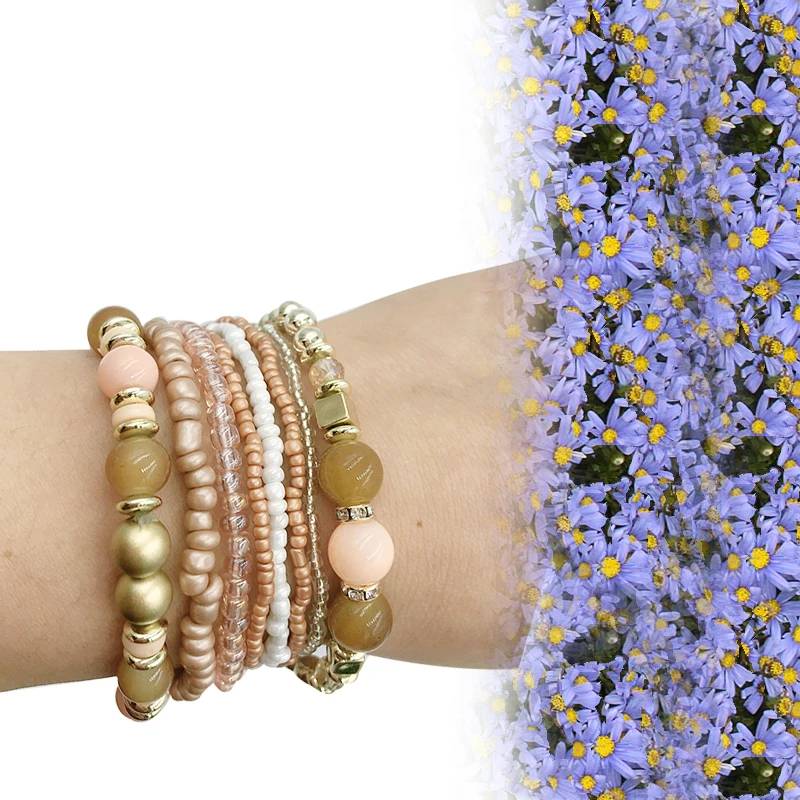 HanJing бисерный браслет ручной работы женский браслет Простой Модный высококачественный браслет из акрилового бисера 6 цветов ювелирные изделия дружбы