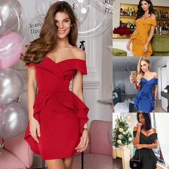 

Casual Mini Bodycon Satin Red Black Blue Yellow Summer Plus Size Cocktail Dresses Women Party Dress Vestido De Coctel De Mujer