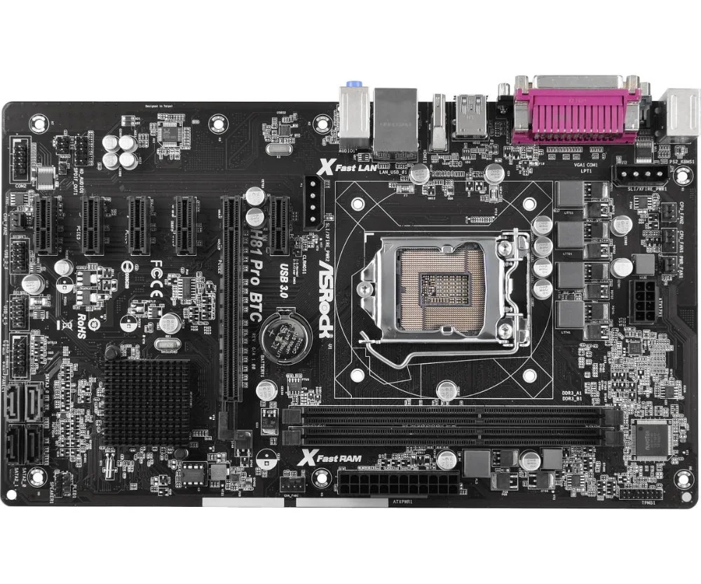 100% новая оригинальная материнская плата для ASRock H81 Pro BTC LGA 1150 DDR3 16GB 22nm USB3.0