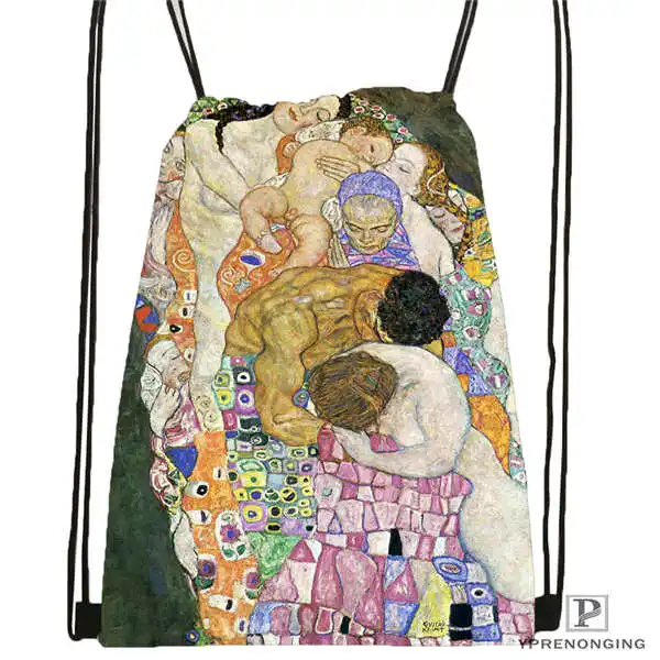 Drawstring Backpack Custom Gustav_Klimt@ 1 походная сумка на шнурке милый рюкзак для детей(черная спинка) 31x40 см#20180611-02-98 - Цвет: Drawstring Backpack