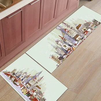 

Christmas City Houses Building Kitchen Mat Set Anti-slip Kitchen Mats for Floor Home Rugs Floor Mat In The Room