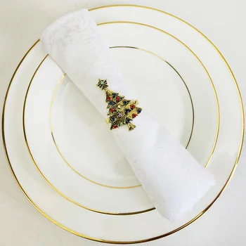 

8pcs Christmas Tree Napkin Ring Napkin Buckle Christmas Table Ornament Paper Towel Ring Handmade Napkin Holder Decor For Party