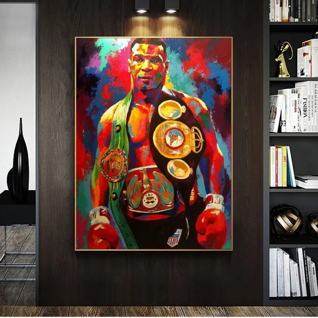 Boxing King Ali Gold Belt Poster Creative Graffiti Wall Art Canvas Painting Modern Living Room Home Decoration Mural(No Frame) 1