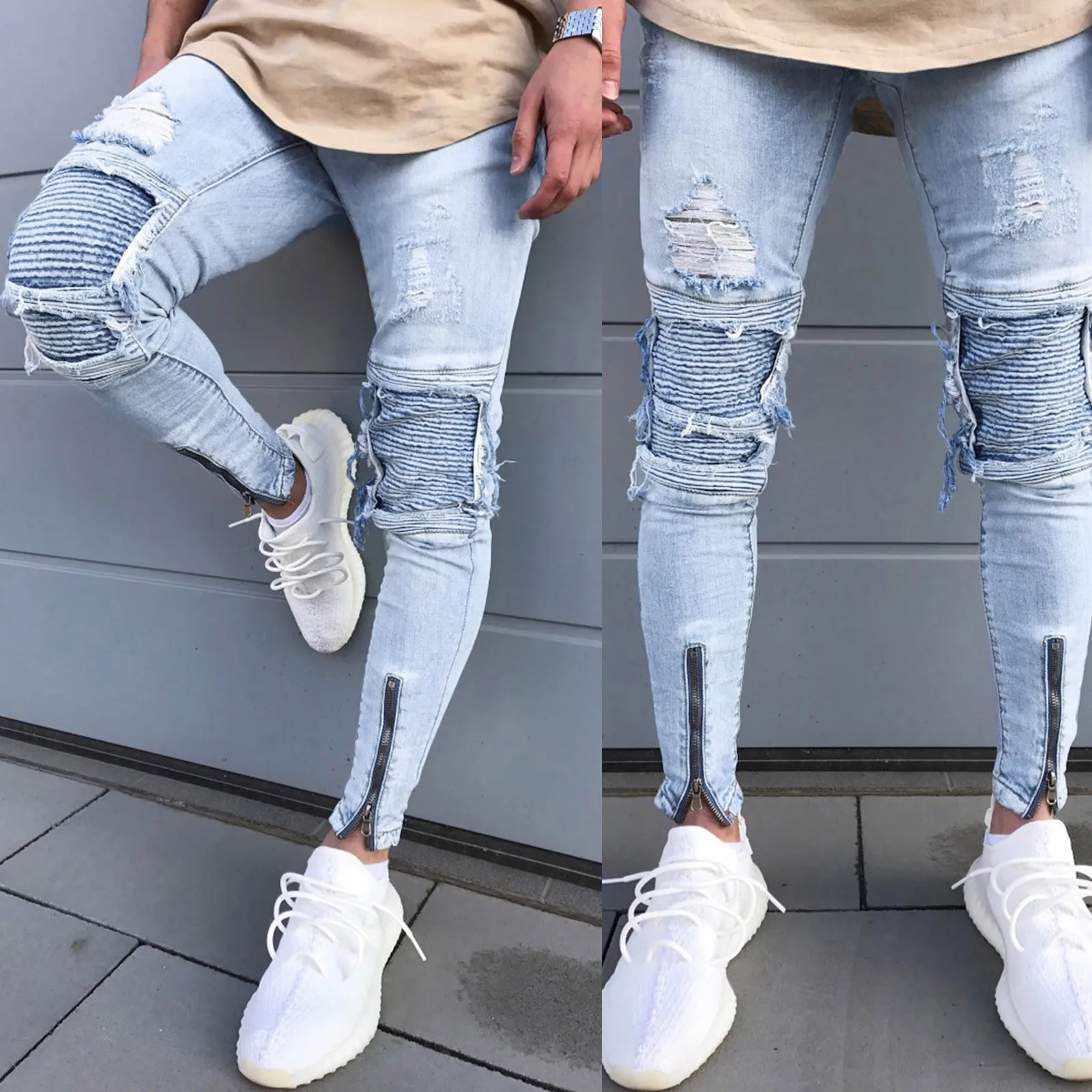Men's Casual Jeans Fitness Bodybuilding Pocket Skin Full Length Sports Denim Pants Comfy Simple Daily Jeans Free Shipping Штаны 1