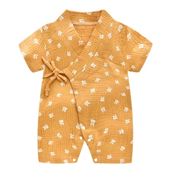 Baby Summer Jumpsuit Newborn Muslin Cotton Soft Short Sleeve Romper Infant Girls Boys Clothes 0-2 Years