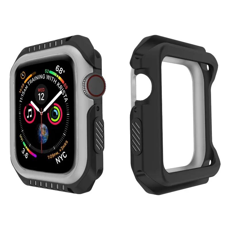 Силиконовый+ PC жесткий защитный чехол для Apple Watch 4 5 40 мм 44 мм рамка полный защитный бампер чехол для iWatch 3 2 1 38 мм 42 мм