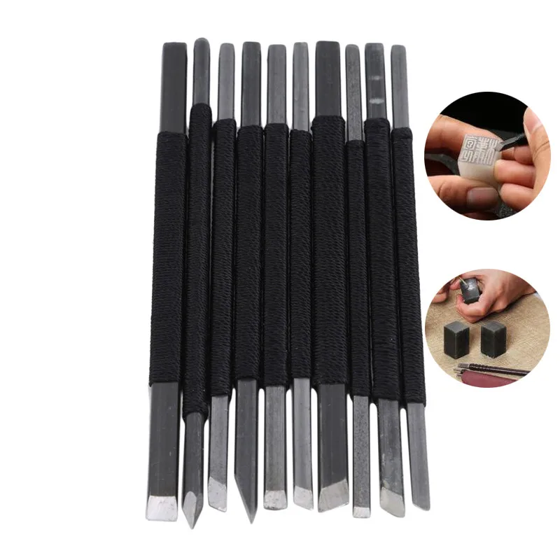 Professional 10pc/set Black Nylon And Steel Chisel Set Stone Carving Knife Artist Woodworker Hand Tools For Shoushan Stones | Инструменты