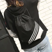 Новинка, двухцветная стеганая полосатая Сумка на шнурке, рюкзак для путешествий, спортивный рюкзак для мужчин и женщин, водонепроницаемая нейлоновая сумка для хранения