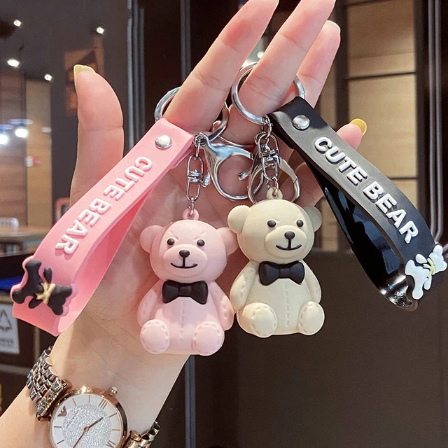 Bow Tie Bear Keychain Cute Animal Keychain Cute Bag Charms Keyring Resin  Doll Key Chain For Birthday Gifts - AliExpress